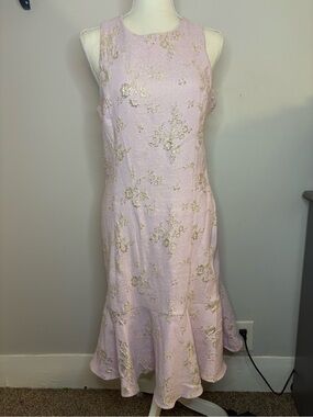 Donna Ricco Lavender Midi Dress with Gold Floral Accents